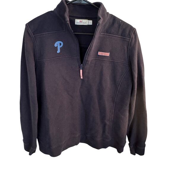 Vineyard Vines Sweatshirt Men's Blue Philllies 1/4 Zip Long Sleeve Sz L - Picture 3 of 9